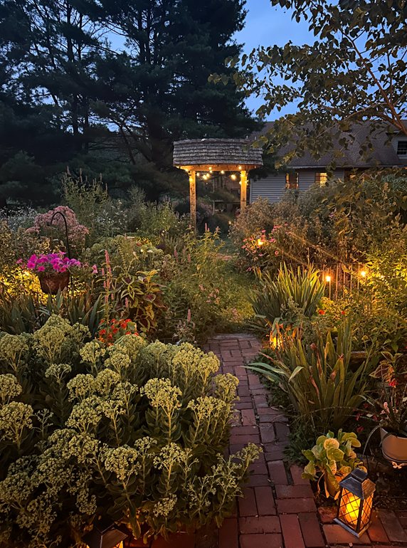 patio garden at night